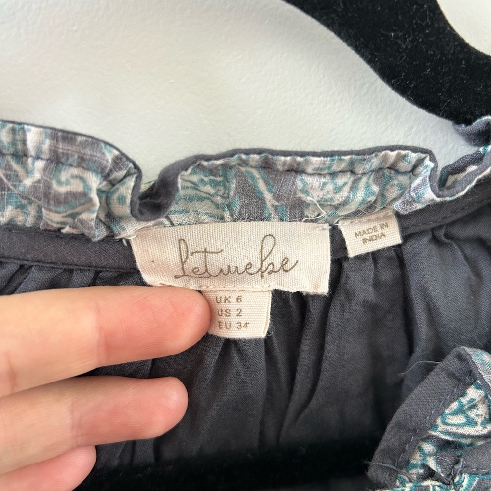 Anthropologie Let Me Be Ivy Ruffled Mini Dress Green Floral Size 2 Boho Chic - Picture 5 of 7